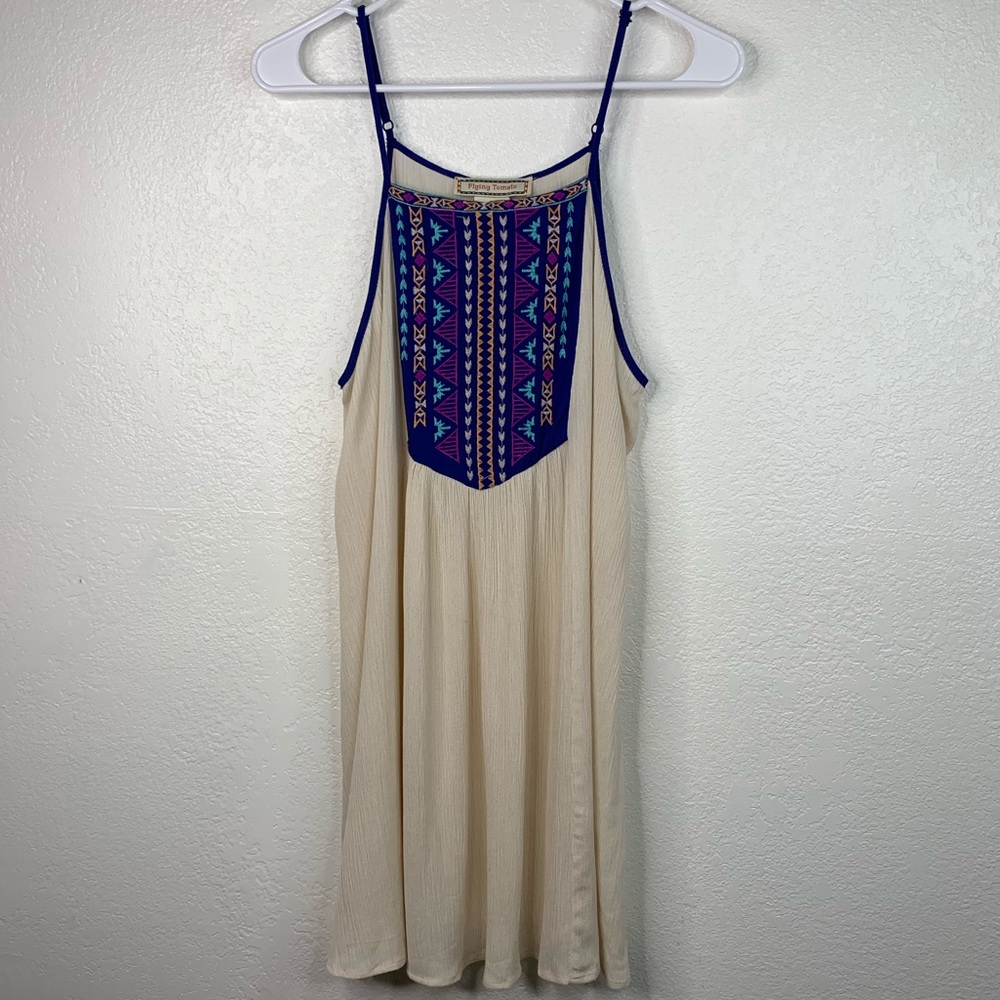 Flying tomato Tan embroidered dress